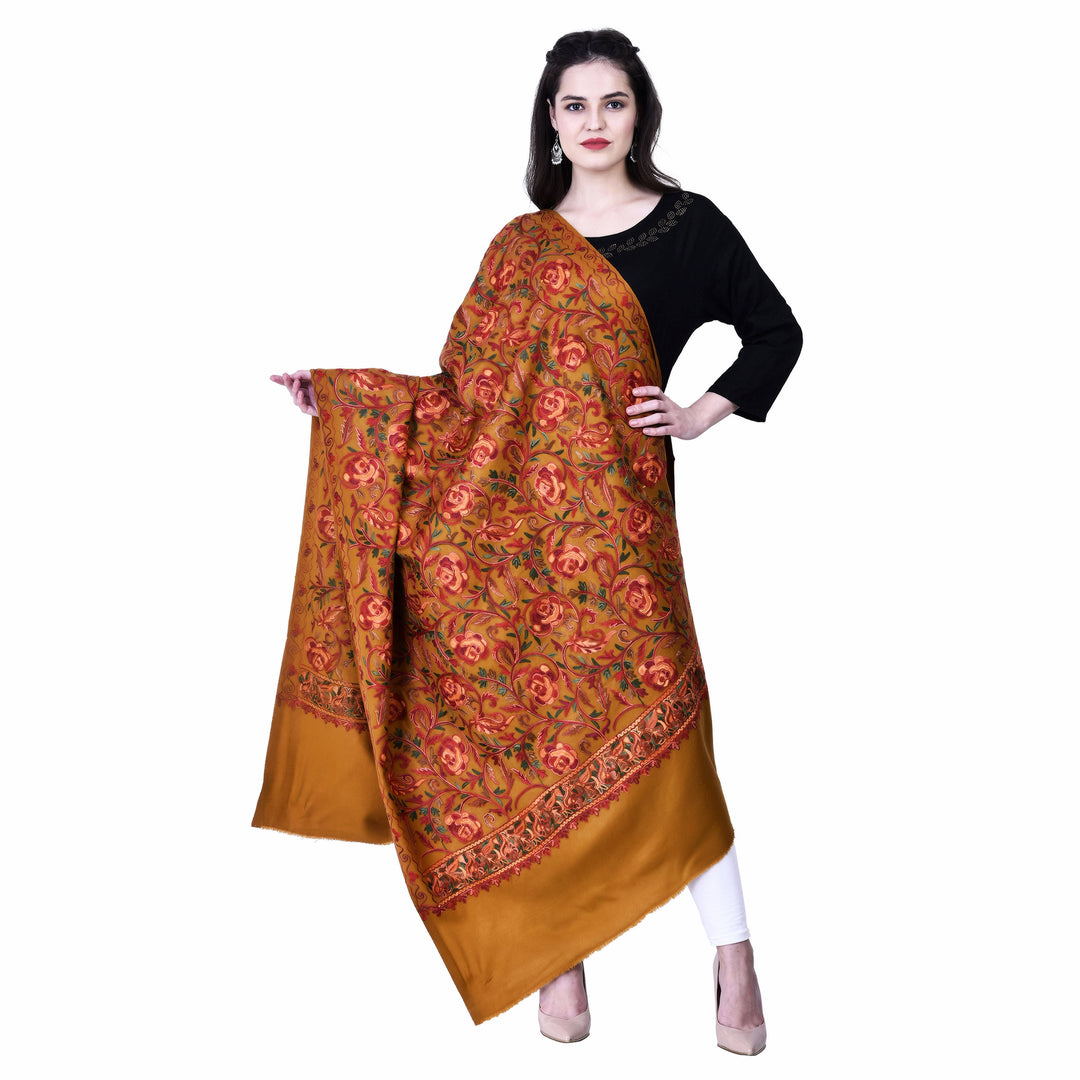 Women's Aari Embroidered Wool Shawl