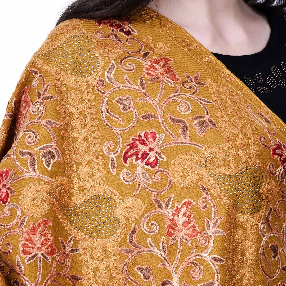 Women's Aari Embroidery Wool Stole