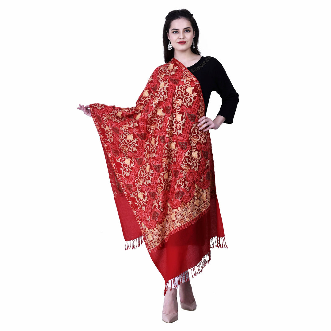 Women's Aari Embroidery Wool Stole