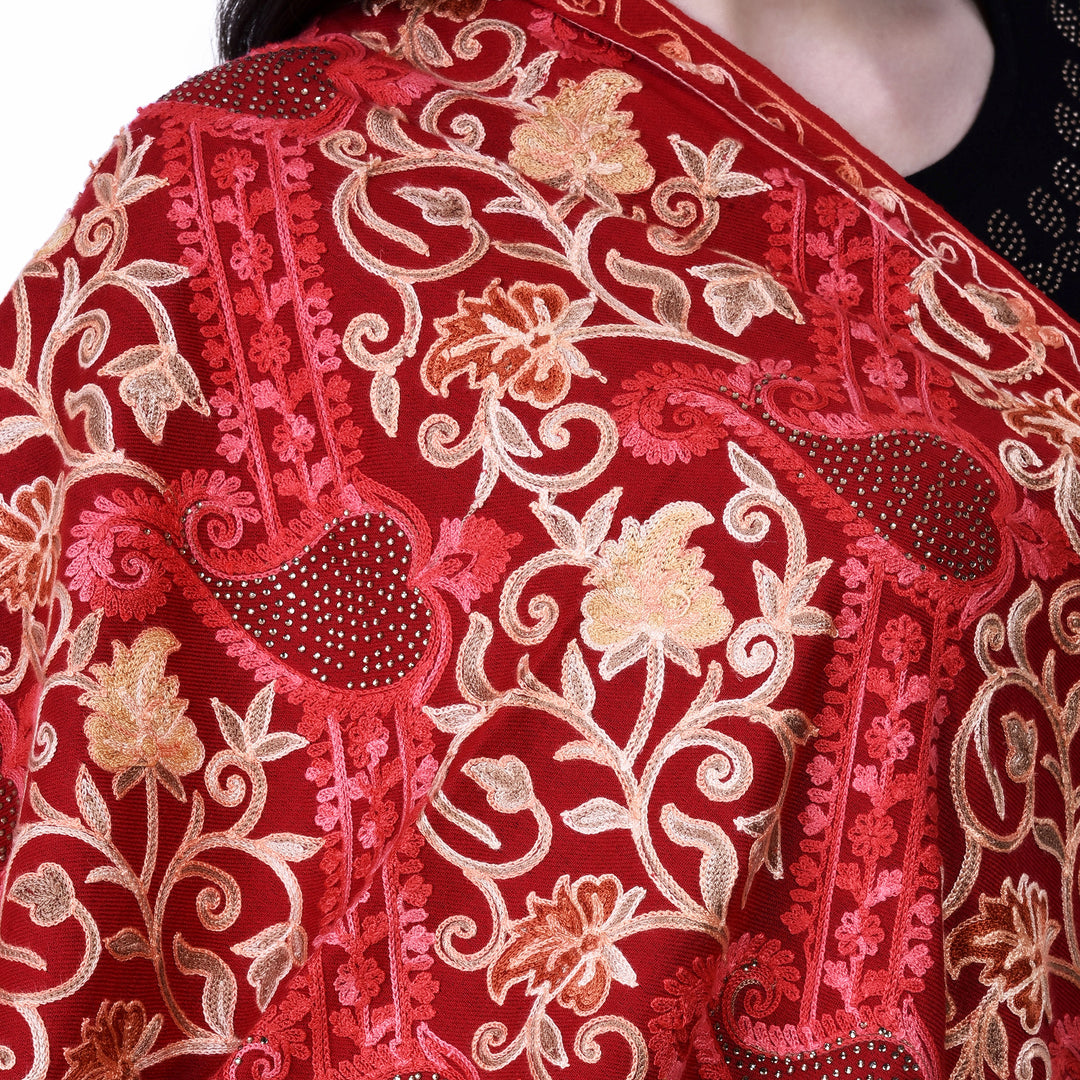 Women's Aari Embroidery Wool Stole