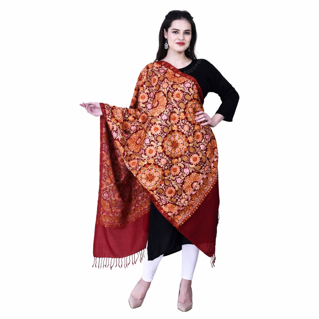 Women's Aari Embroidery Wool Stole