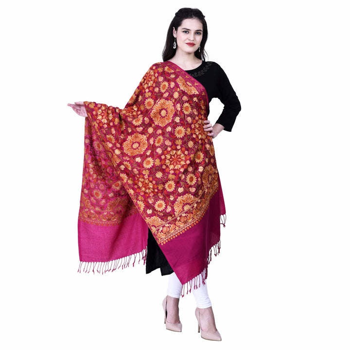 Women's Aari Embroidery Wool Stole