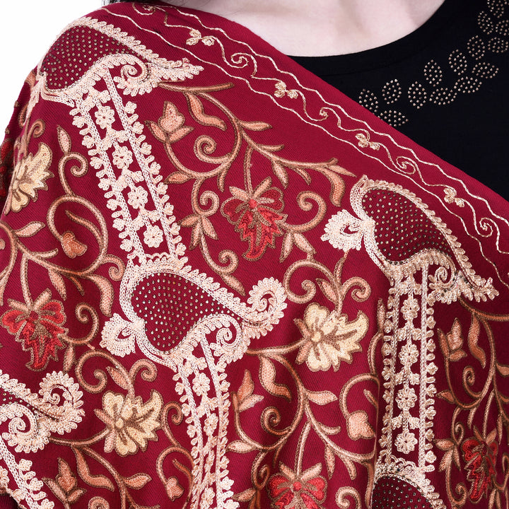 Women's Aari Embroidery Wool Stole
