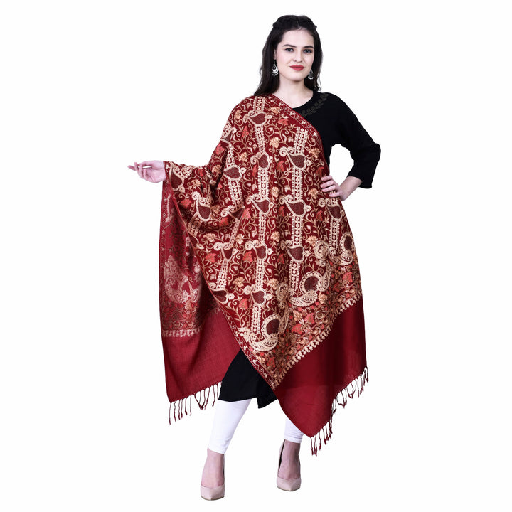 Women's Aari Embroidery Wool Stole