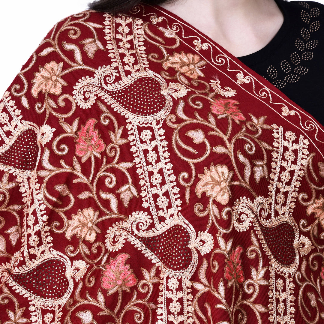 Women's Aari Embroidery Wool Stole