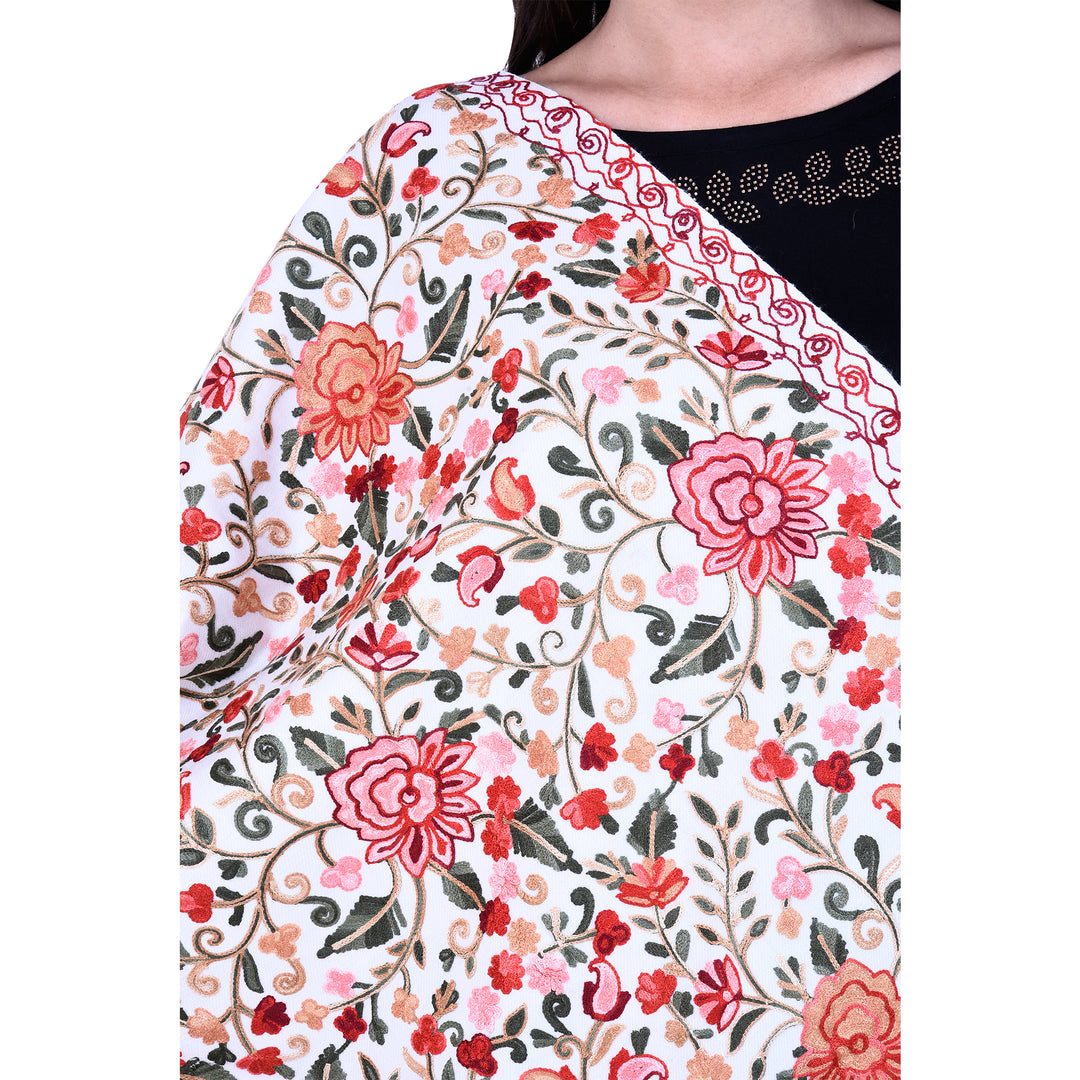 Women's Aari Embroidered Wool Shawl
