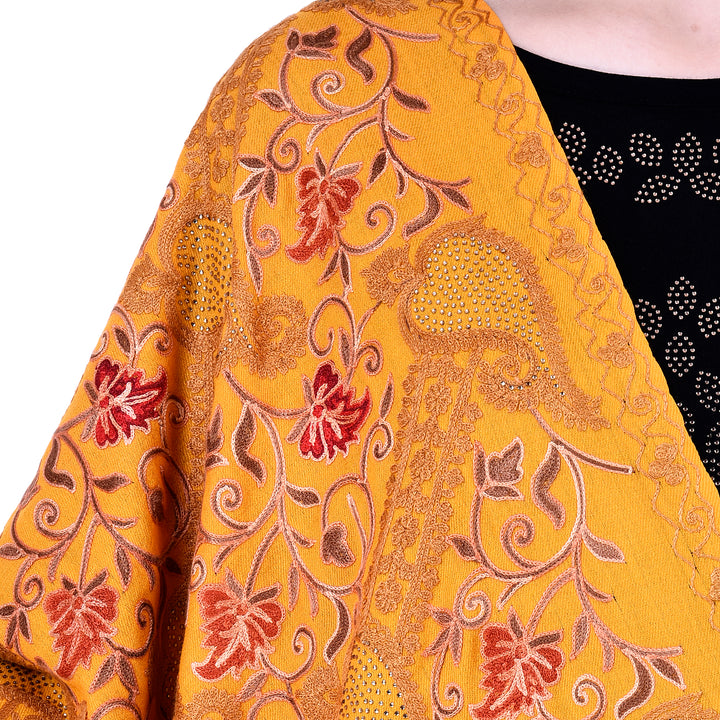 Women's Aari Embroidery Wool Stole