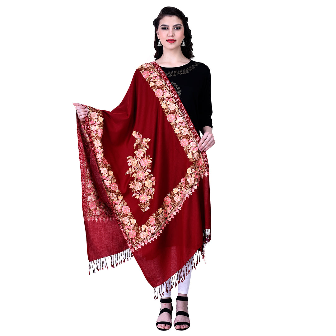 Women's Aari Embroidery Wool Stole