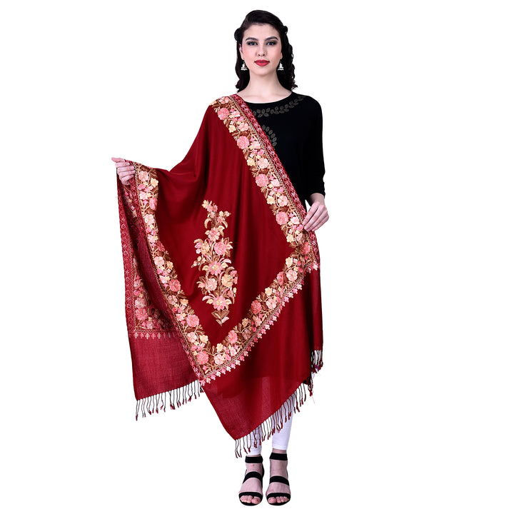 Women's Aari Embroidery Wool Stole