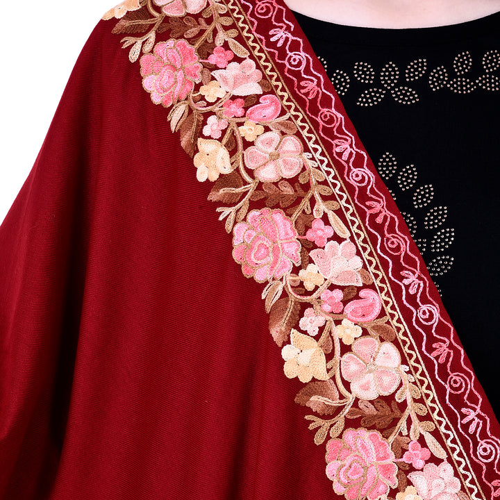 Women's Aari Embroidery Wool Stole