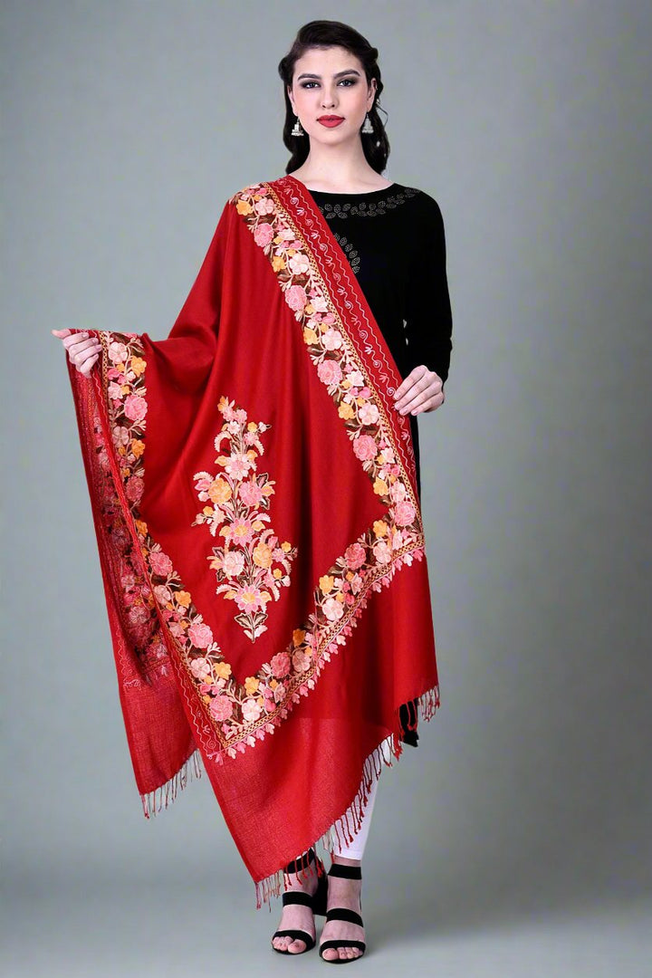 Women's Aari Embroidery Wool Stole