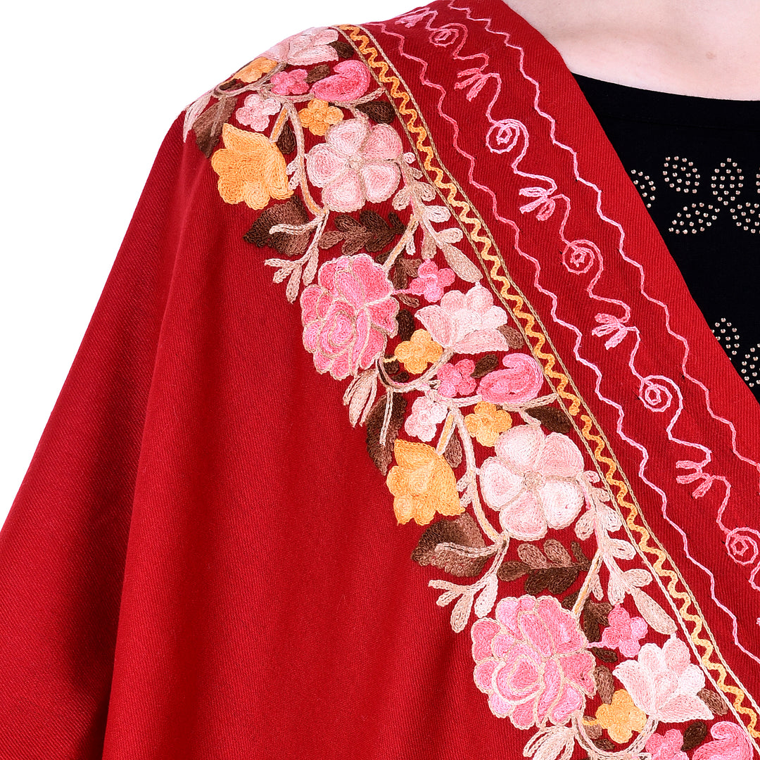 Women's Aari Embroidery Wool Stole