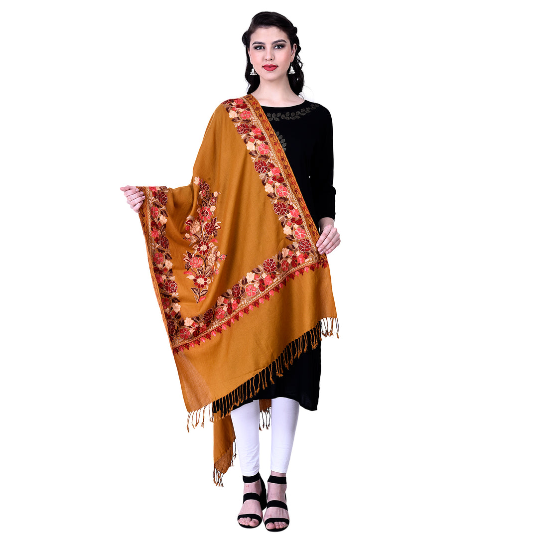 Women's Aari Embroidery Wool Stole