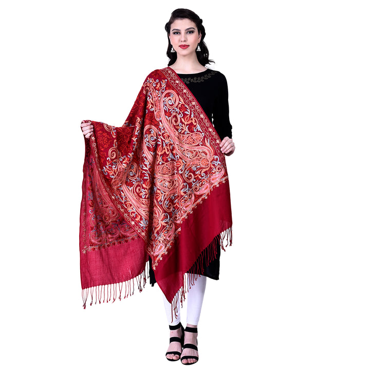 Women's Aari Embroidery Wool Stole
