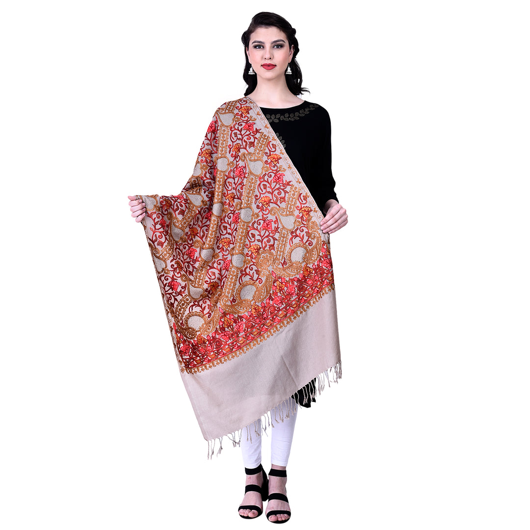 Women's Aari Embroidery Wool Stole