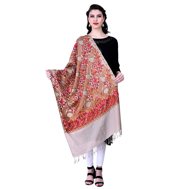 Women's Aari Embroidery Wool Stole