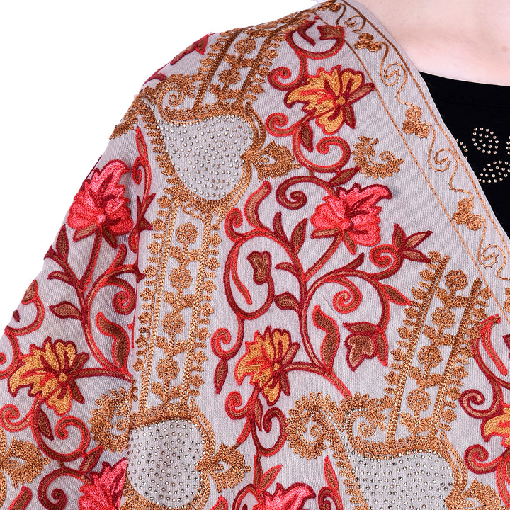 Women's Aari Embroidery Wool Stole