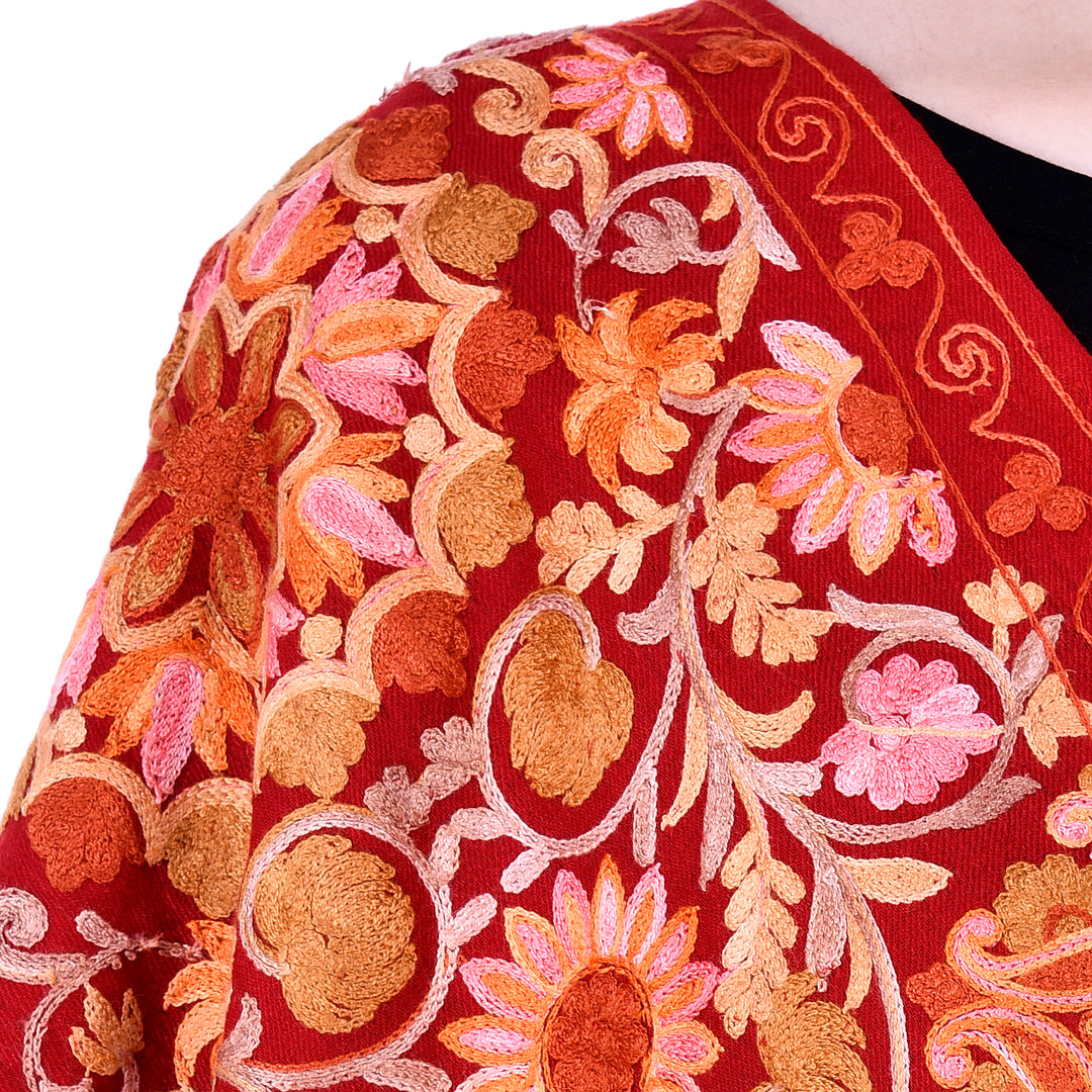 Women's Aari Embroidery Wool Stole