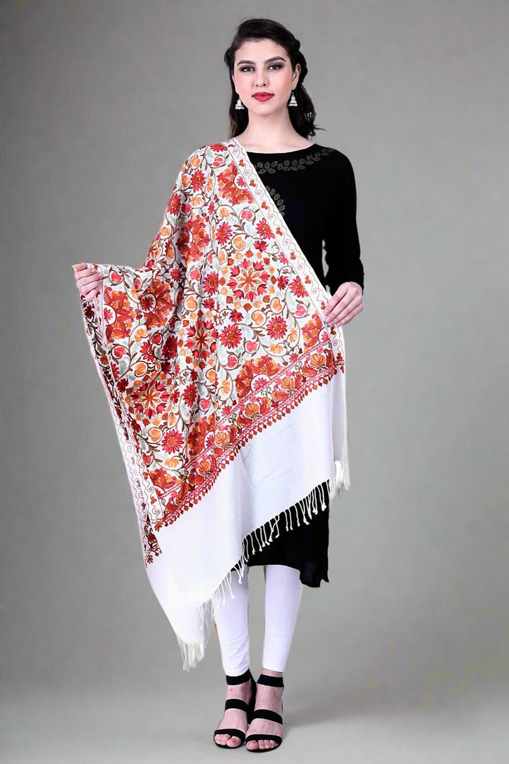 Women's Aari Embroidery Wool Stole