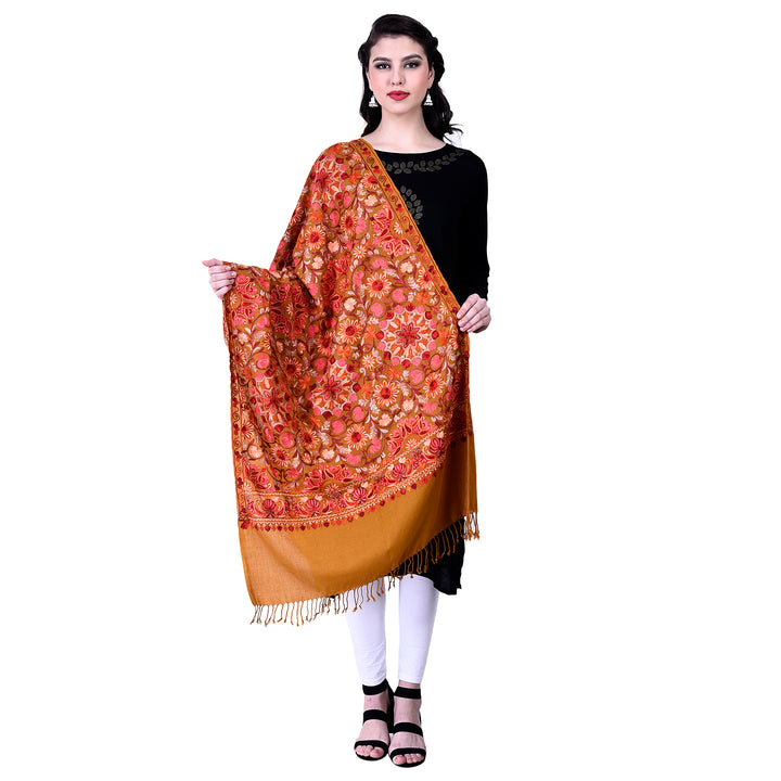 Women's Aari Embroidery Wool Stole