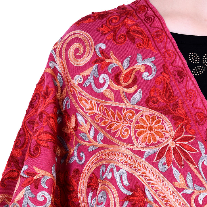 Women's Aari Embroidery Wool Stole