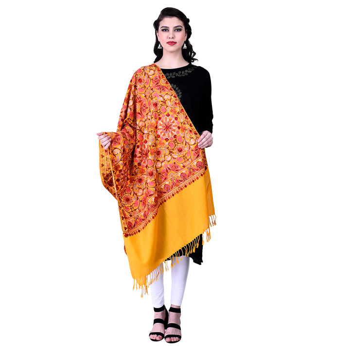 Women's Aari Embroidery Wool Stole