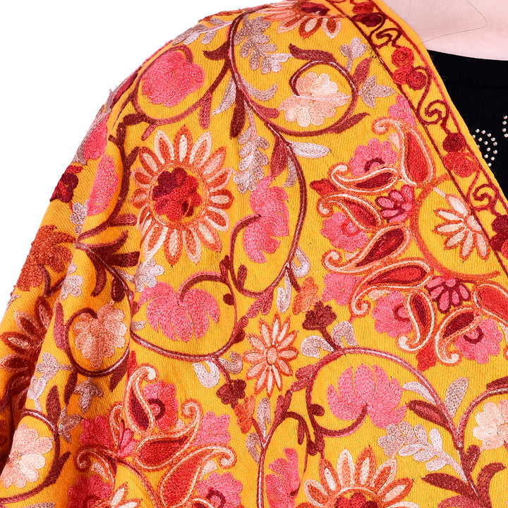 Women's Aari Embroidery Wool Stole