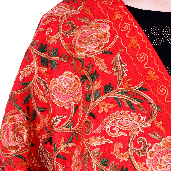 Women's Aari Embroidered Wool Shawl