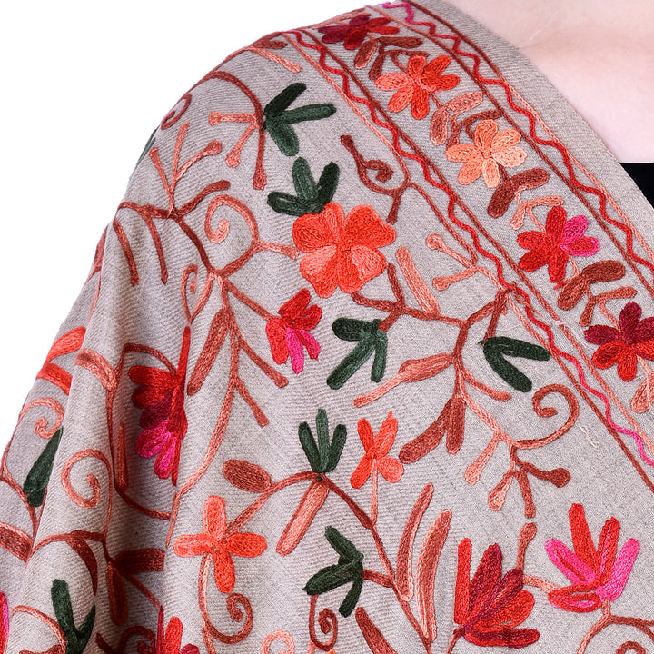 Women's Aari Embroidery Wool Shawl