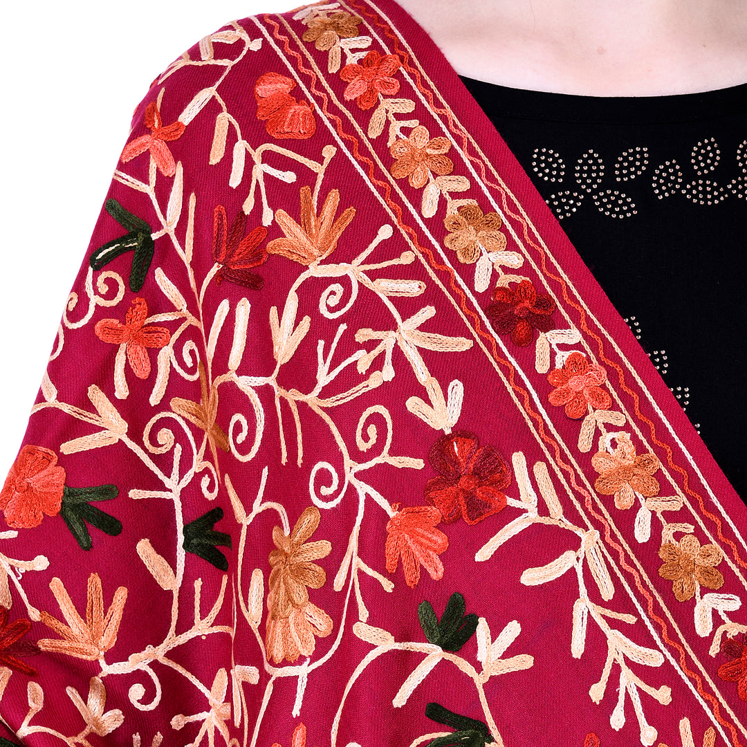 Women's Aari Embroidery Wool Shawl