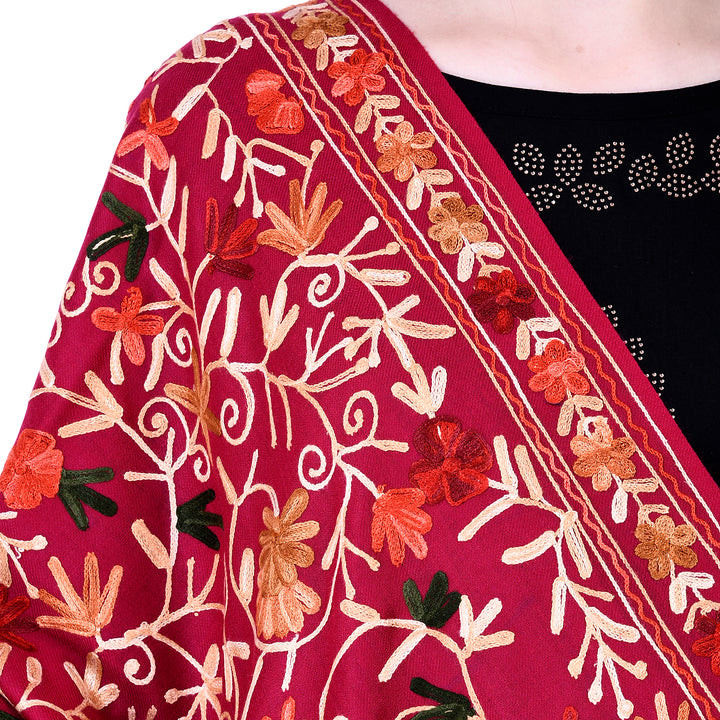 Women's Aari Embroidery Wool Shawl