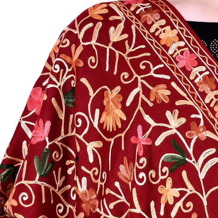 Women's Aari Embroidery Wool Shawl
