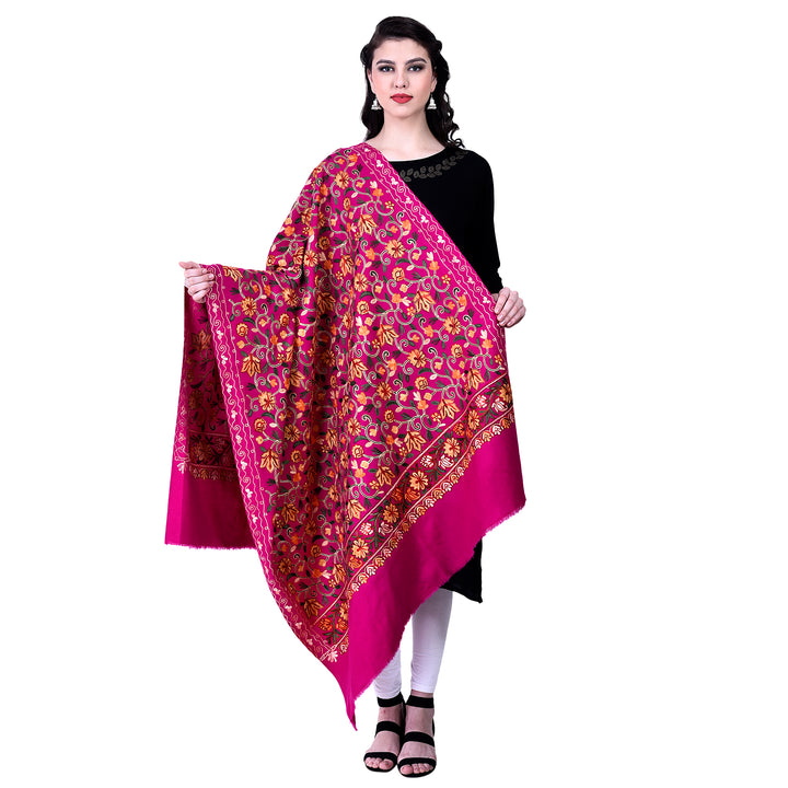 Women's Aari Embroidered Wool Shawl