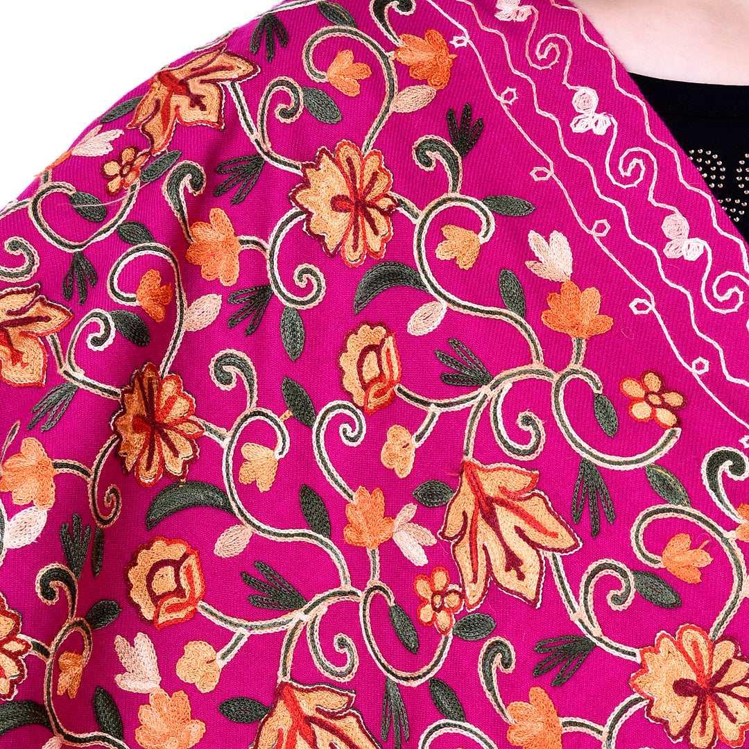Women's Aari Embroidered Wool Shawl