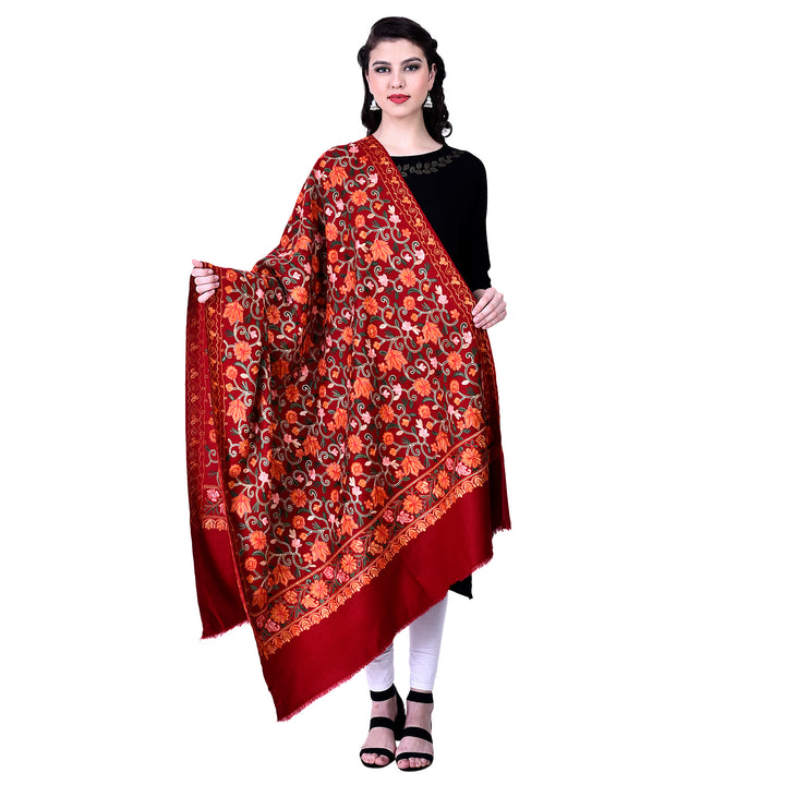 Women's Aari Embroidered Wool Shawl
