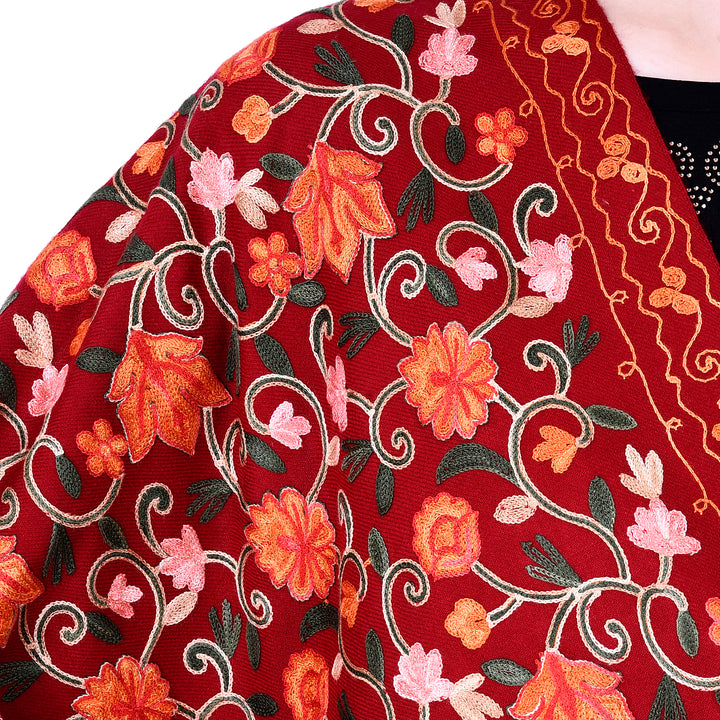 Women's Aari Embroidered Wool Shawl