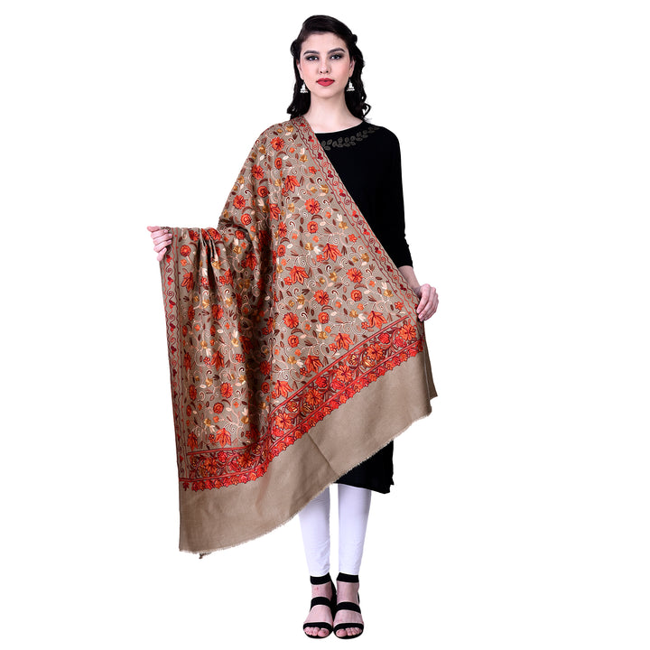 Women's Aari Embroidered Wool Shawl