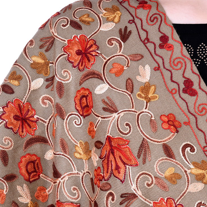 Women's Aari Embroidered Wool Shawl