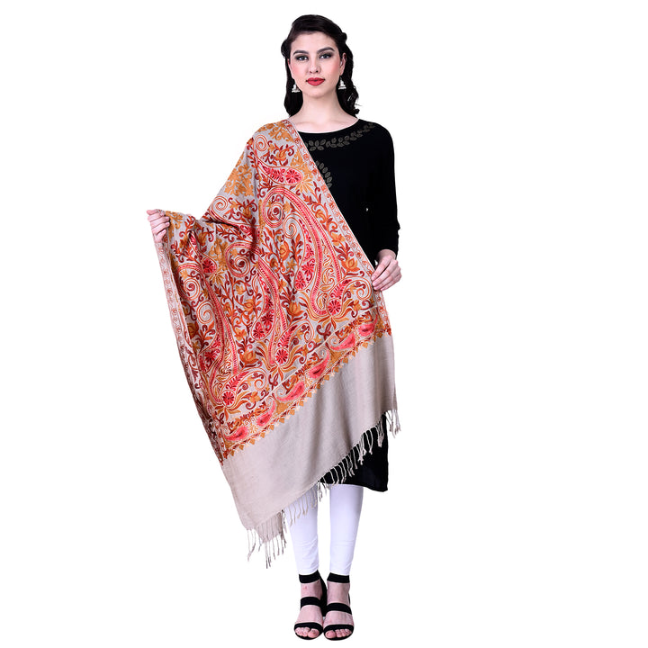 Women's Aari Embroidery Wool Stole