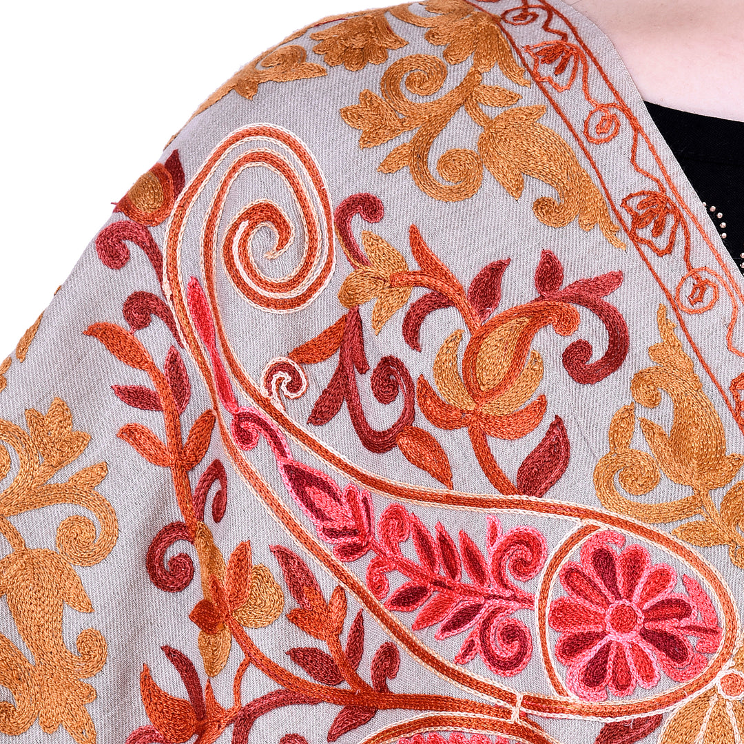 Women's Aari Embroidery Wool Stole