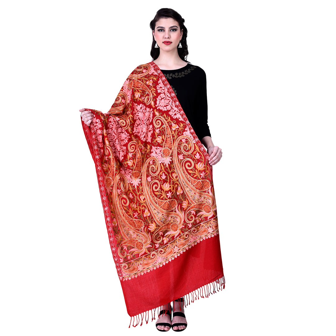 Women's Aari Embroidery Wool Stole