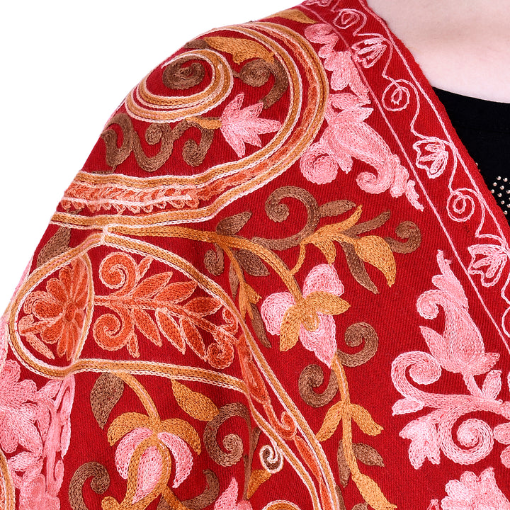 Women's Aari Embroidery Wool Stole