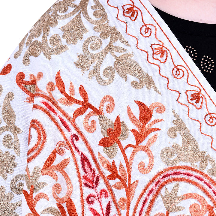 Women's Aari Embroidery Wool Stole