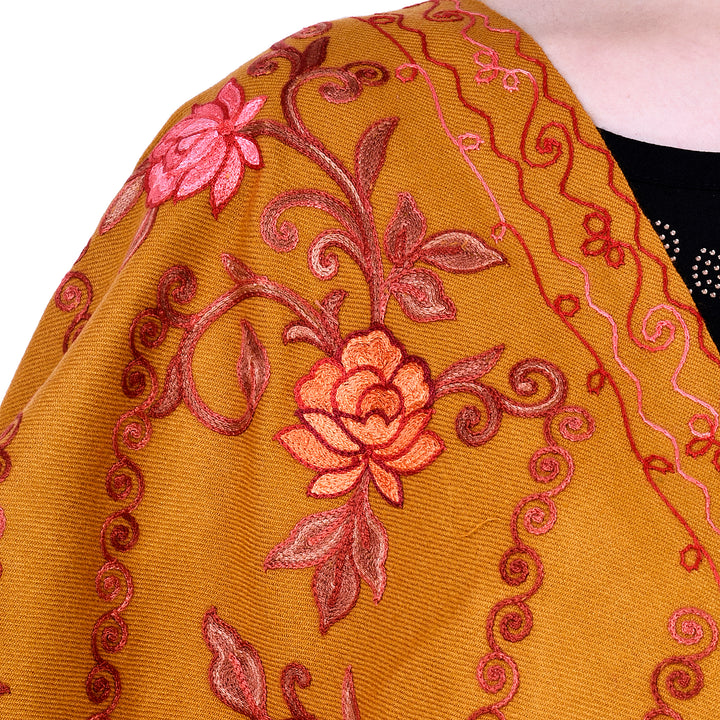 Women's Aari Embroidered Wool Shawl