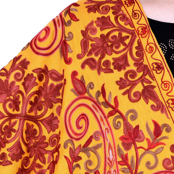 Women's Aari Embroidery Wool Stole