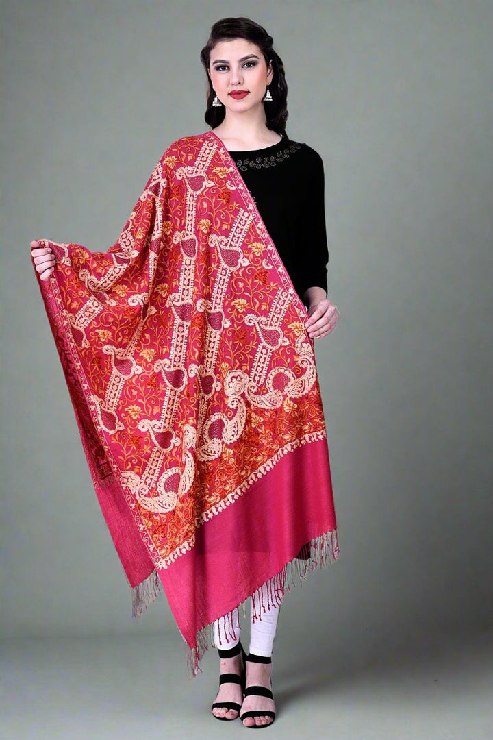 Women's Aari Embroidery Wool Stole