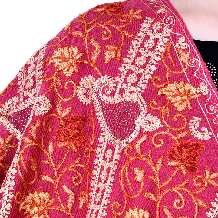 Women's Aari Embroidery Wool Stole