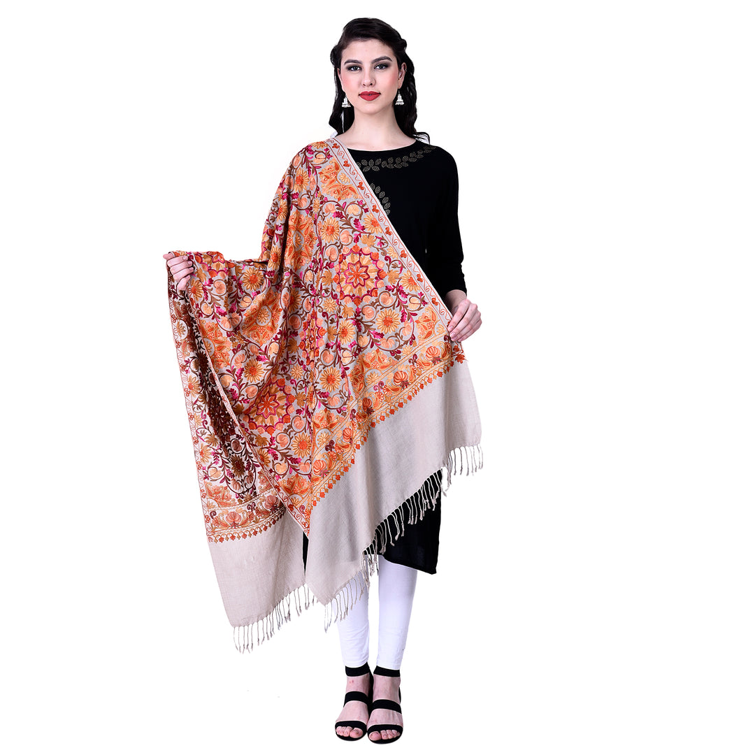 Women's Aari Embroidery Wool Stole
