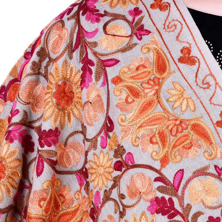 Women's Aari Embroidery Wool Stole
