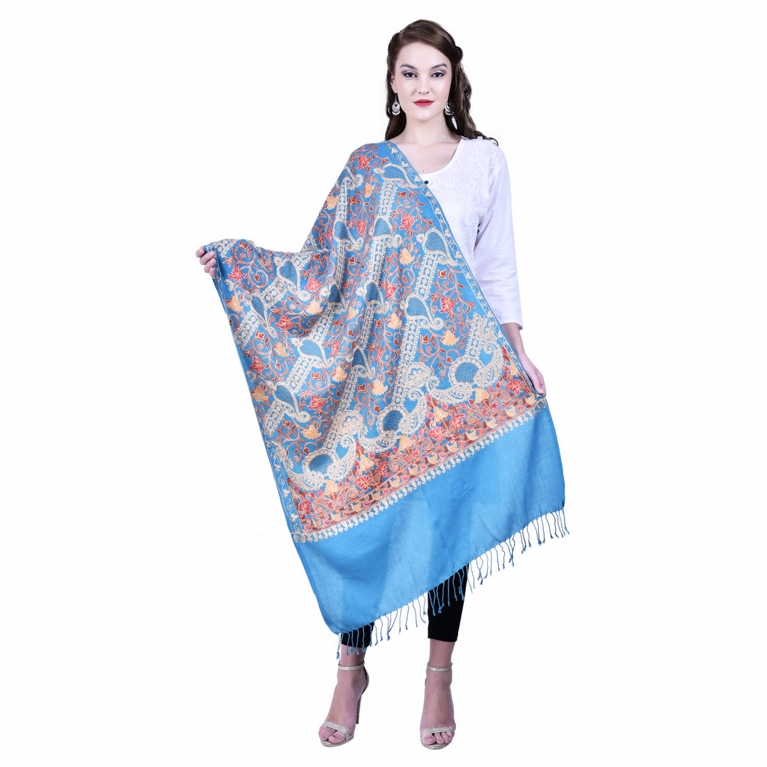 Women's Aari Embroidery Wool Stole
